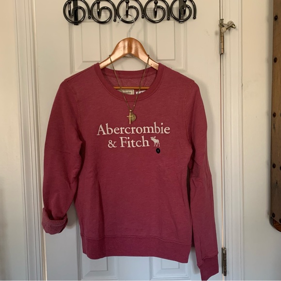 A&F Raspberry Logo Pullover Sweatshirt - Picture 2 of 6